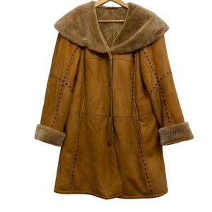 Vintage leather winter jacket Genuine Sheepskin sherpa Samuel Fourrure 2 tone 10